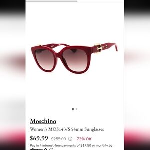 Moschino Women's Cat Eye Red Sunglasses Gradient Burgundy Lens Designer MOS143/S